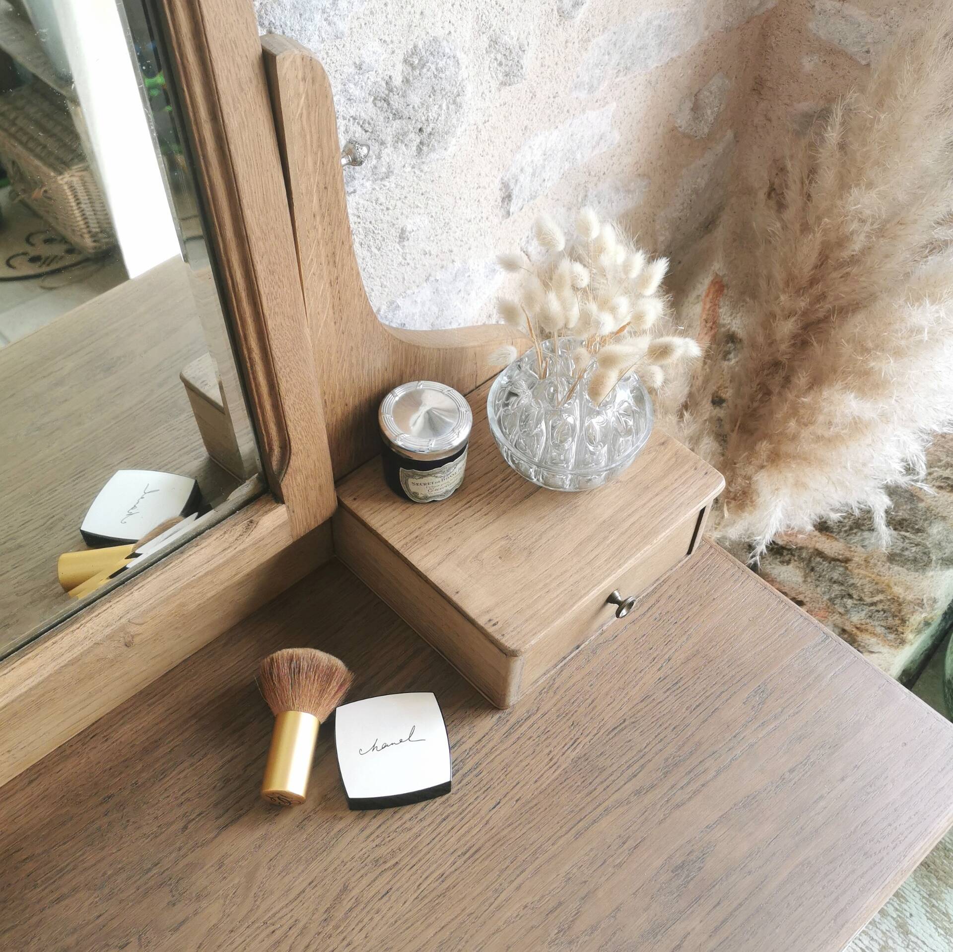 Coiffeuse Vintage en bois, entièrement restaurée