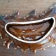 large vintage Vallauris ceramic fruit bowl in leaf shape