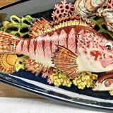 Large Vallauris slip dish 57x25 cm lobster fish