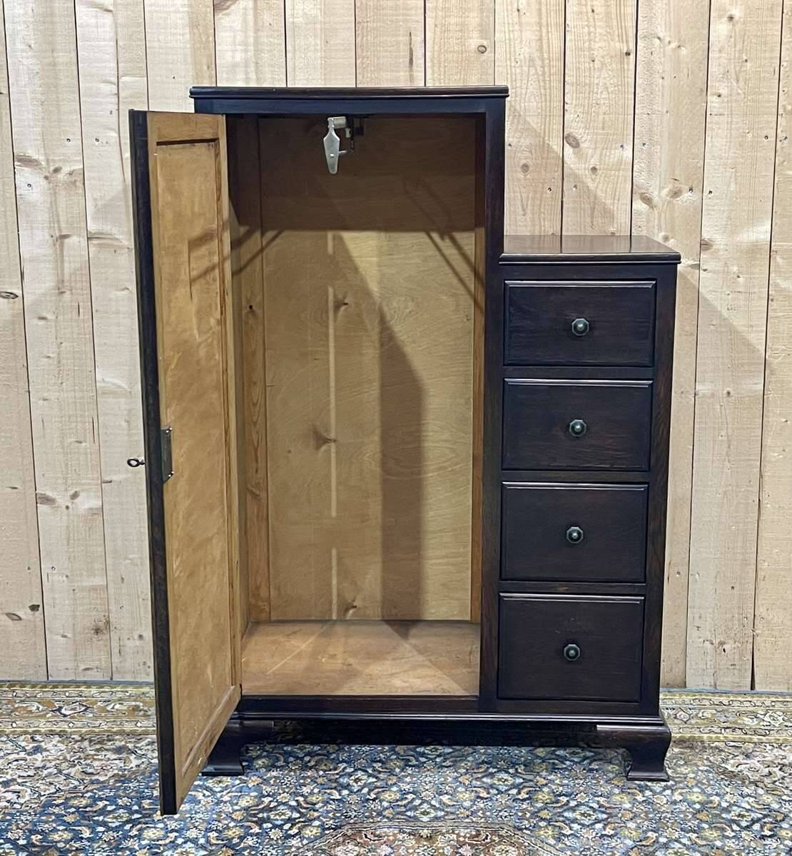 English oak wardrobe with drawers from the 1950s