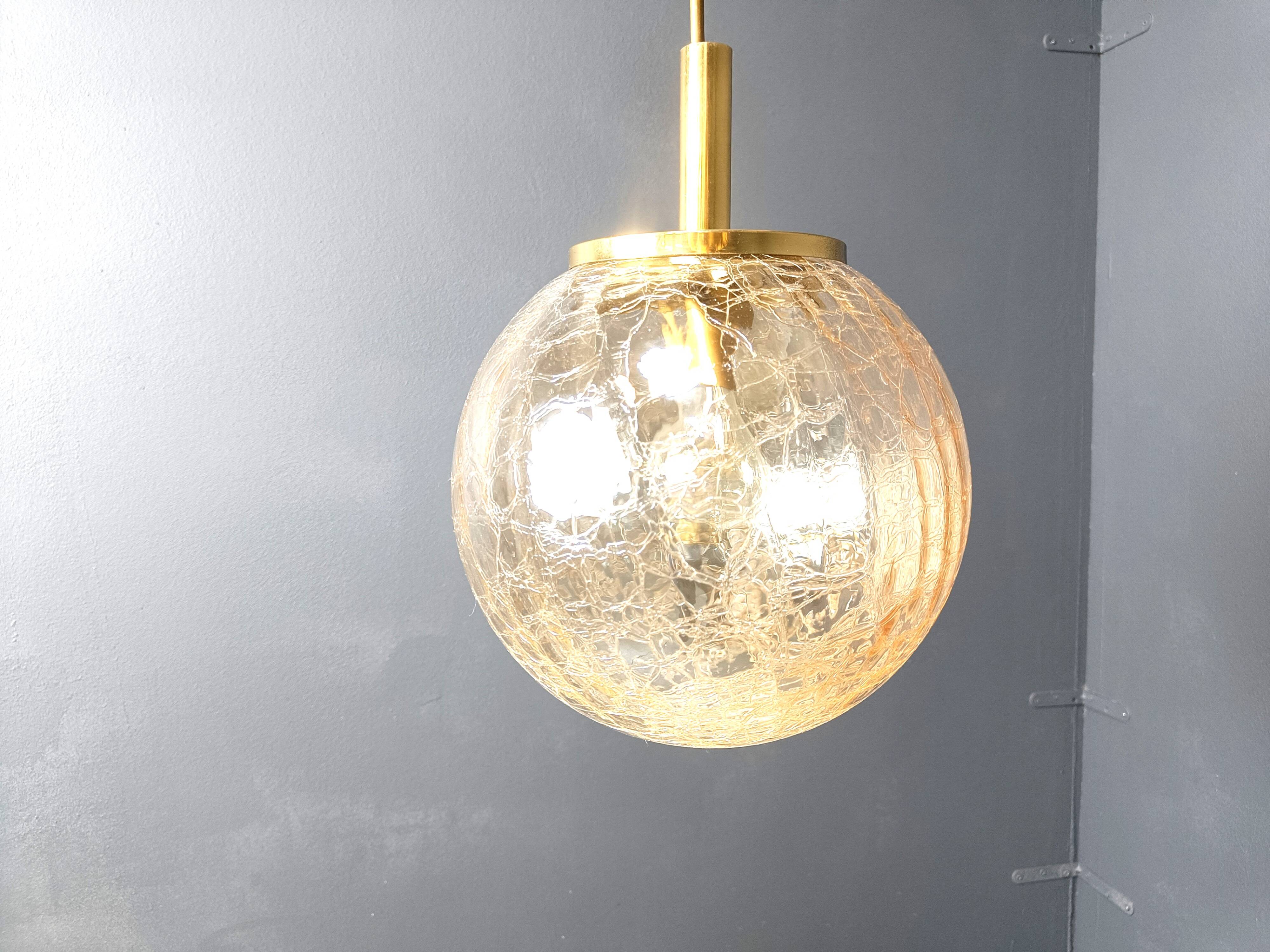 Globe pendant light by Glashutte Limburg, 1960s