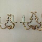 Paire d'appliques cage en bronze de style Louis XV