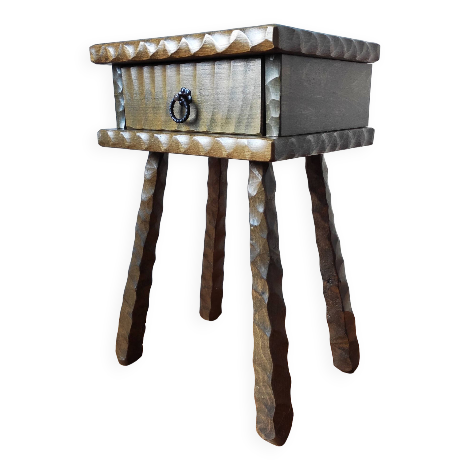 Vintage brutalist bedside table 1950 side table