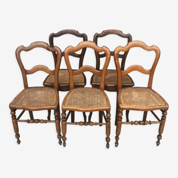Set of 5 canned bistro chairs
