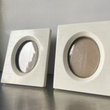 Pair vintage bakelite frames 14.5 cm x 12.5 cm glass 8.5 cm x  6 cm