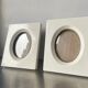 Pair vintage bakelite frames 14.5 cm x 12.5 cm glass 8.5 cm x  6 cm
