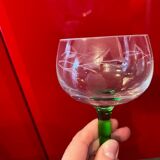Set of 6 Engraved Glasses with Green Legs