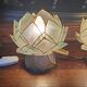 Pair of designer table lamps in turquoise blue green capiz mother-of-pearl from the 70s