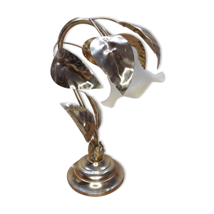 lampe fleur métal doré