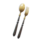 Salad cutlery in silver metal