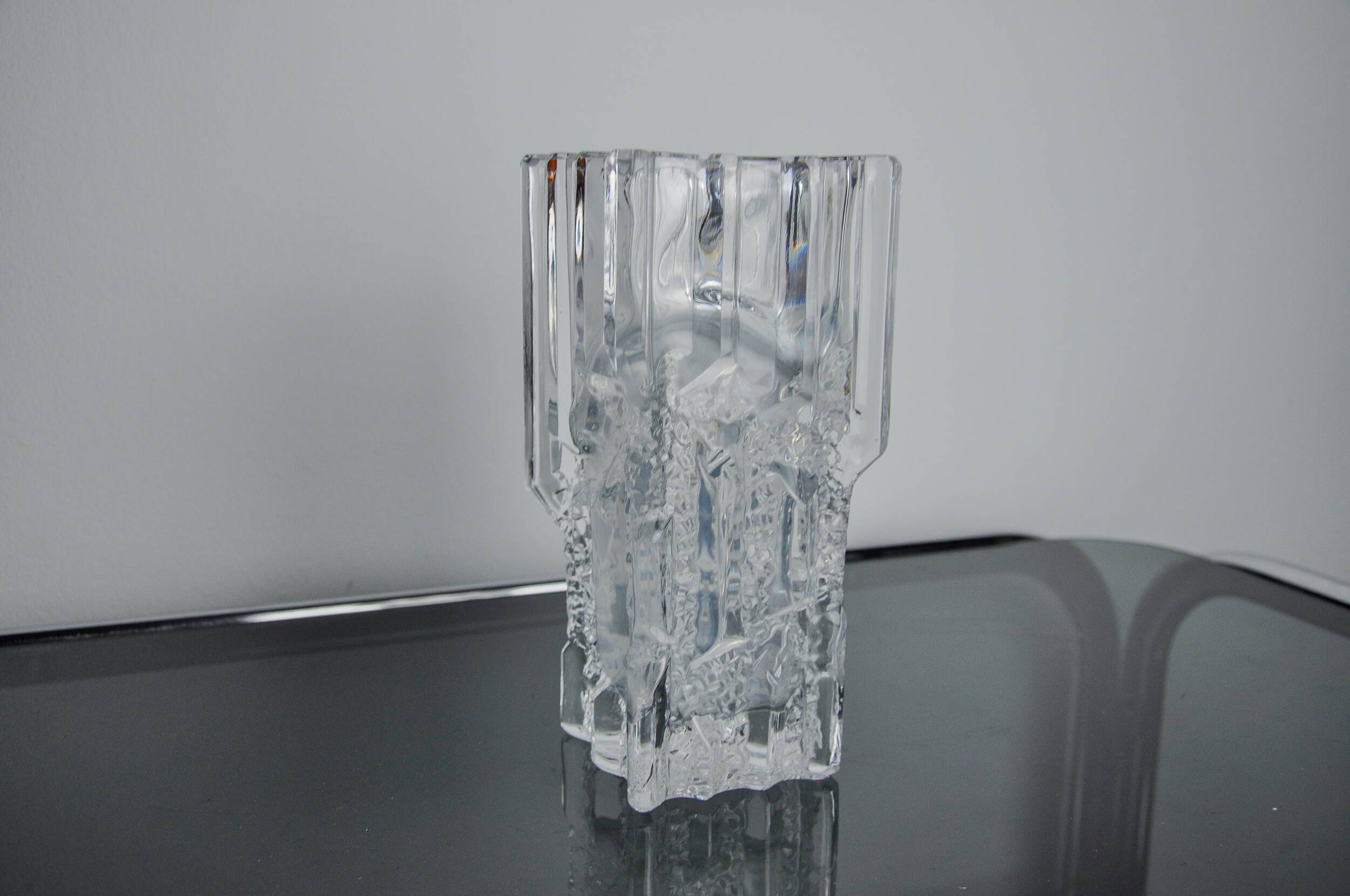 Limburg vase with ice cube effect in glass, Germany, 1970