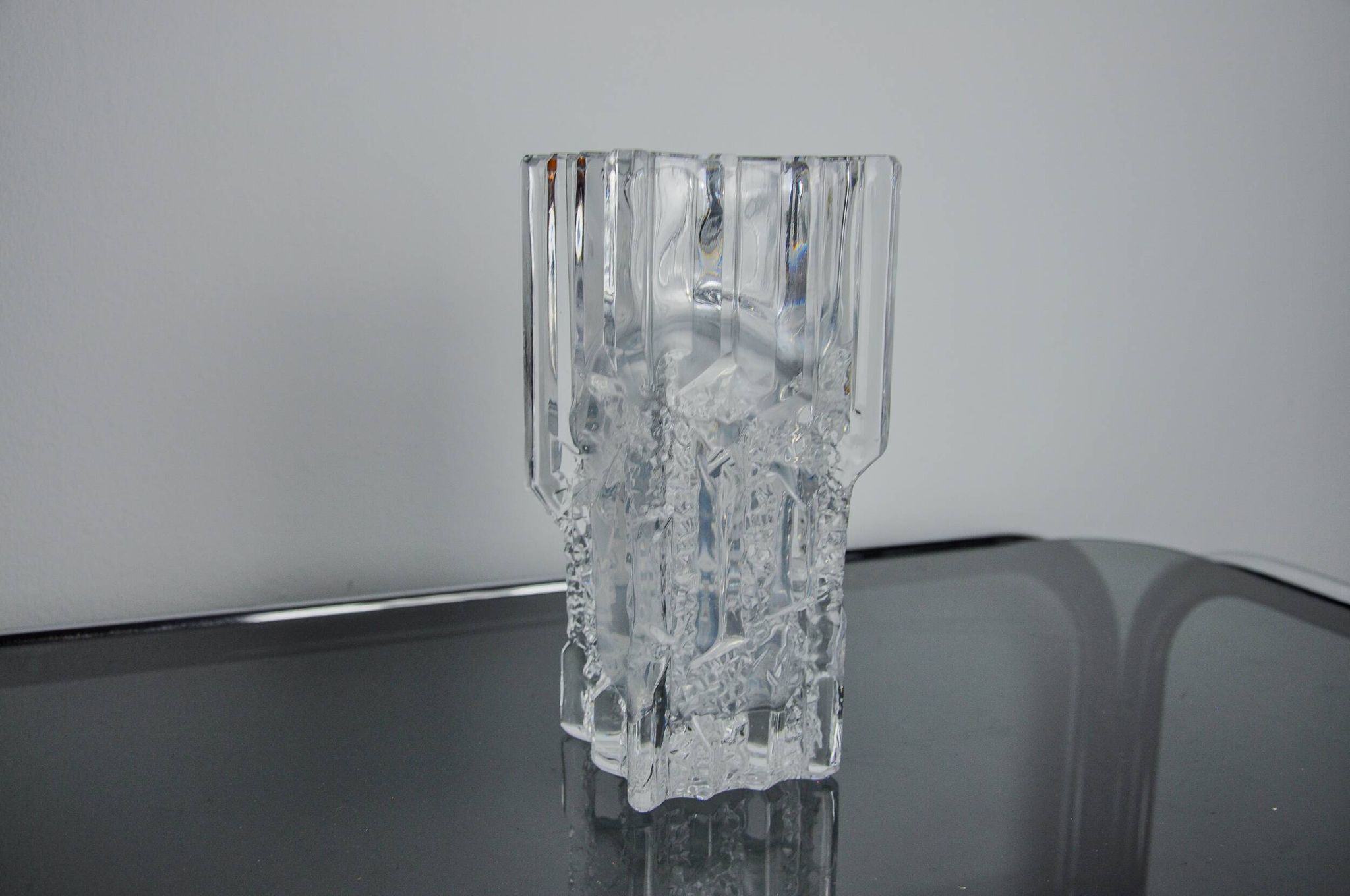 Limburg vase with ice cube effect in glass, Germany, 1970