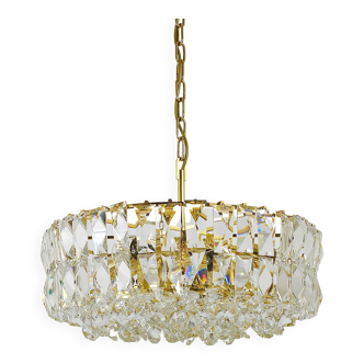 Bakalowits Vienna Grand Chandelier in Gilded Brass and Crystal Glass, Austria, 1970s