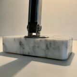 Vintage art deco lamp for Fare in chrome and white and grey veined marble France circa 1930