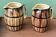 Pair of trompe l'oeil bistro pitchers, barrels