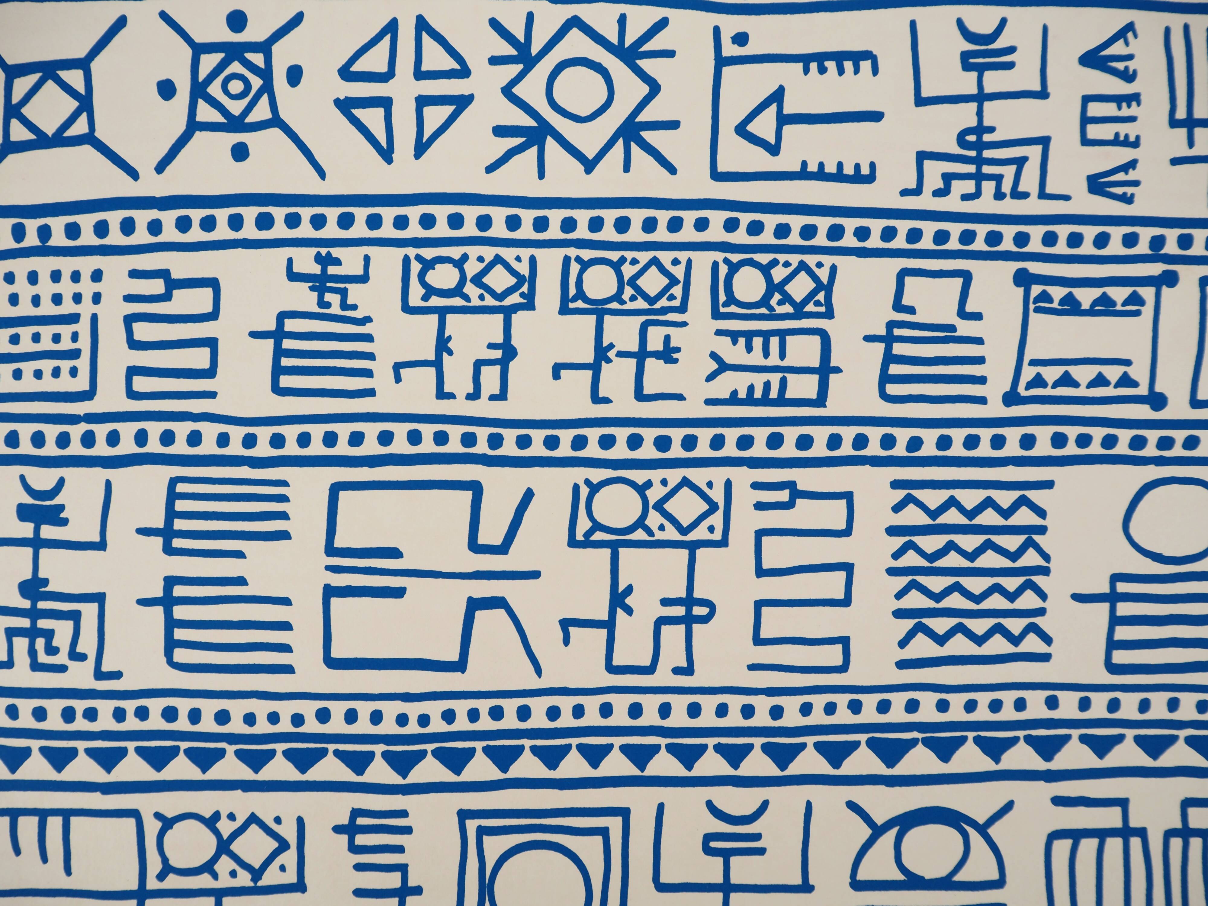 Yona FRIEDMAN: Pictograms of Genesis (Blue), signed original silkscreen