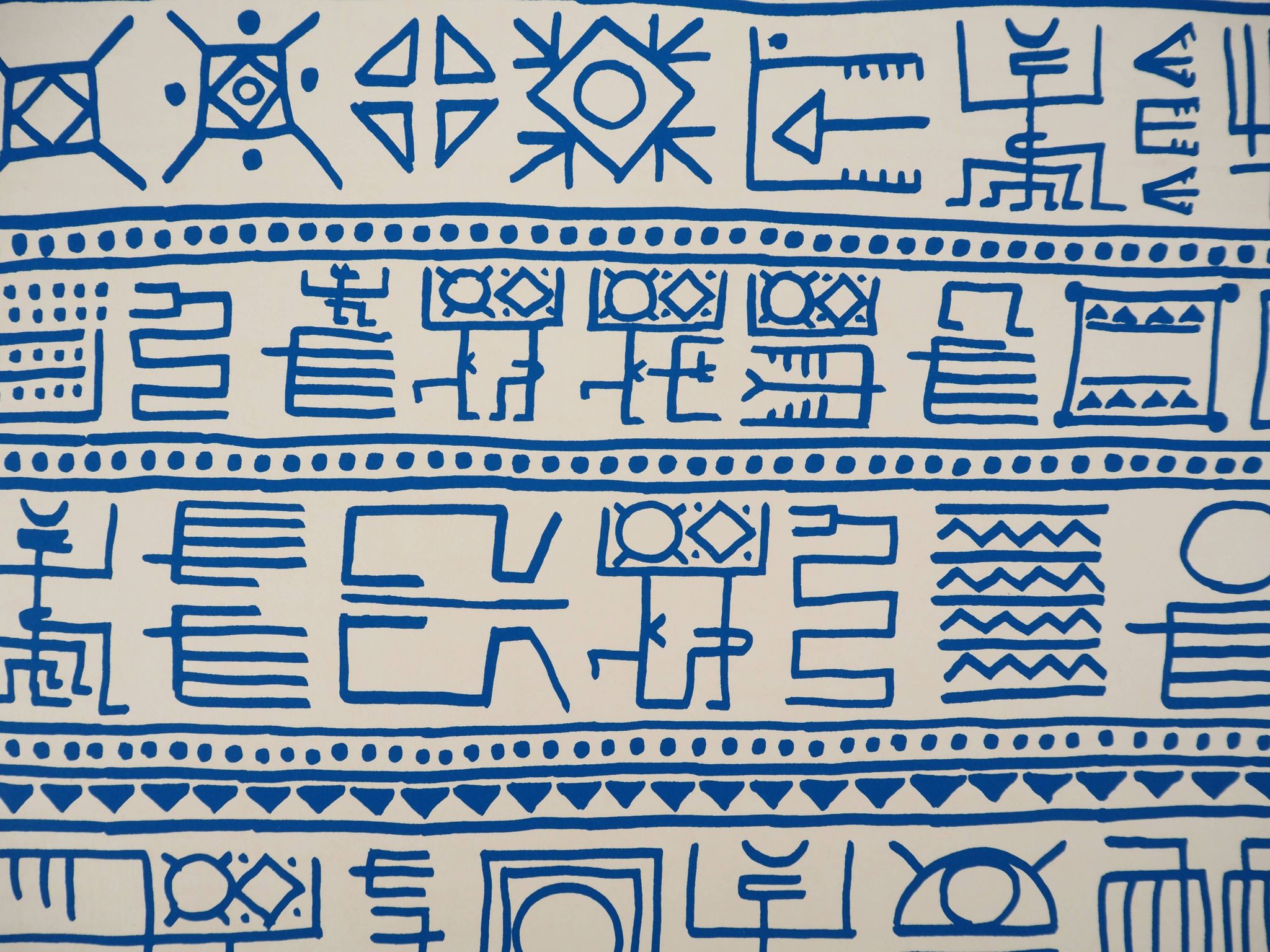 Yona FRIEDMAN: Pictograms of Genesis (Blue), signed original silkscreen