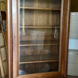 Walnut display cabinet with drawer
