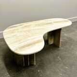 Table basse boomerang vintage en marbre, Italie années 1980