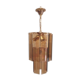 Lustre pampilles plaque en verre fumé Italie, années 70