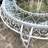 Garden furniture in white wrought iron and beveled glass early twentieth century