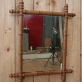 Turned wooden barber mirror 1900