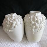 Pair of white vases with shells