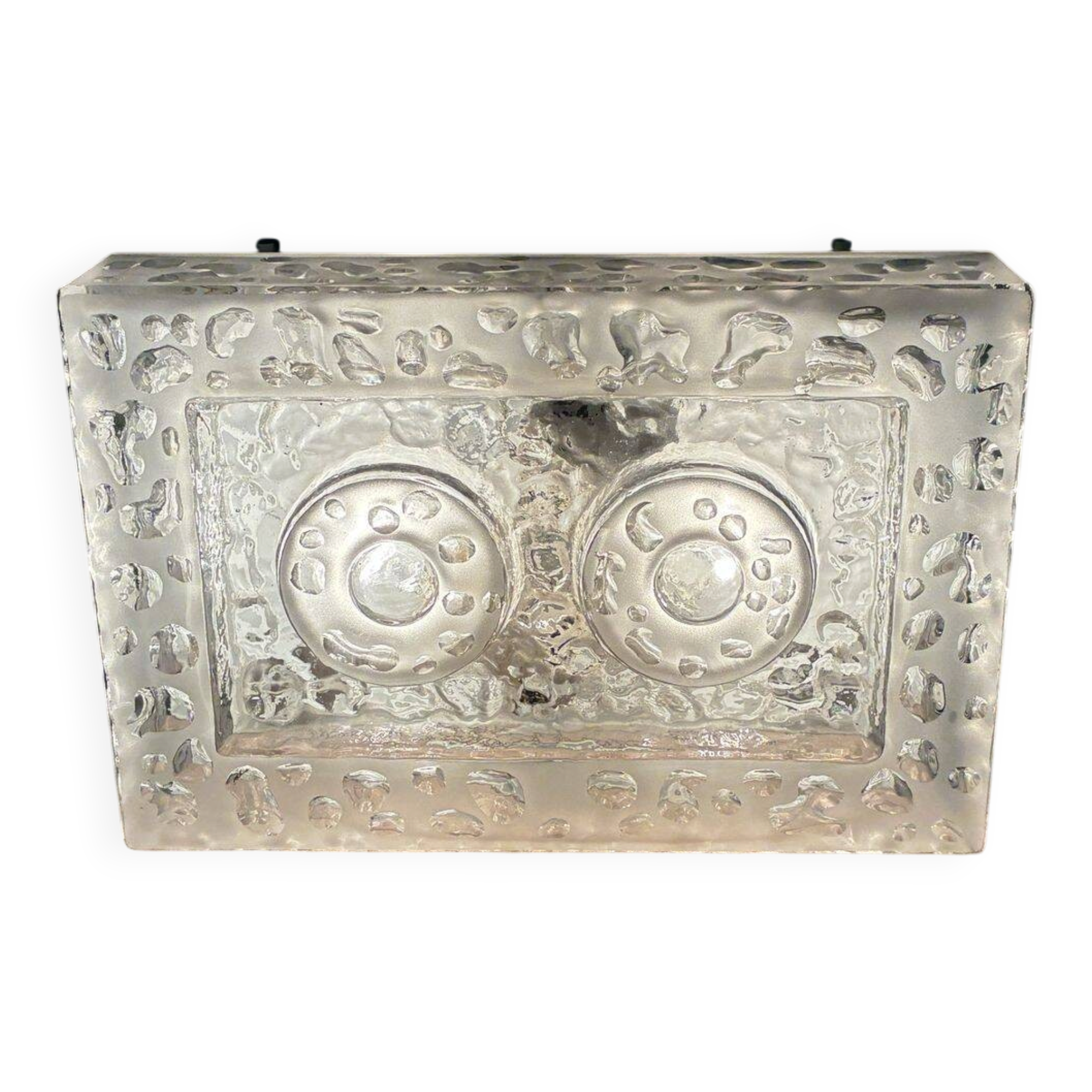 BEGA brutalist wall or ceiling light, pressed glass, 1960s-70s