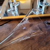 Romanart champagne flutes, mouth-blown, engraved grapes