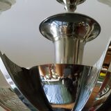 Art deco chandelier in chromed metal and glass 6 arms of lights