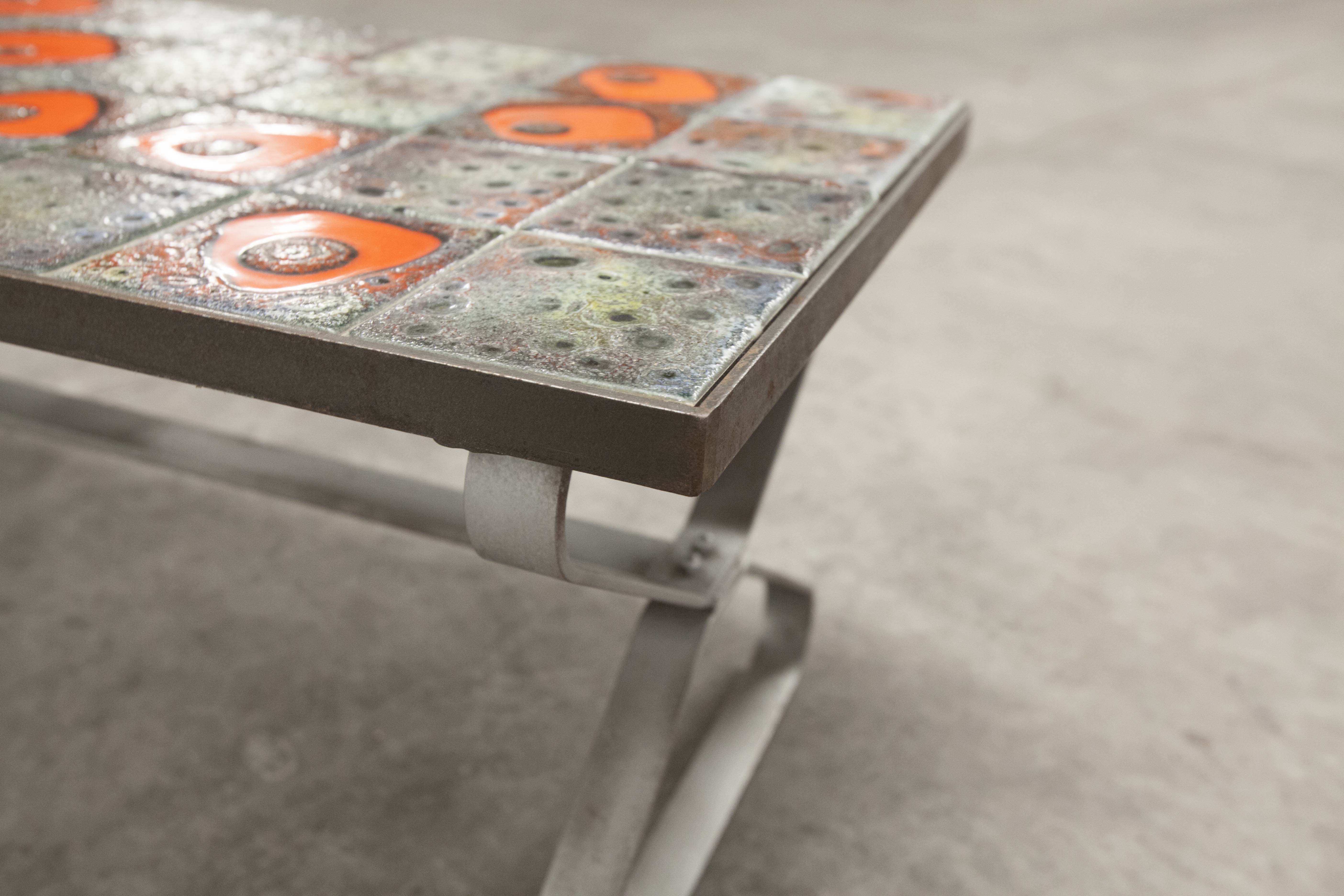 Seventies iron and ceramic coffee table