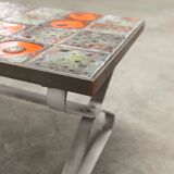 Seventies iron and ceramic coffee table