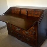 Chest of drawers / Scriban secretary in carved oak (XVIIIth) - Decor Louis XVI