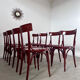 Set of 8 vintage 70s curved varnished wood bistro chairs