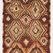 5x9 Dark Red & Cream Turkish Antique Kilim Rug, 150x271Cm