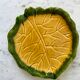 Leaf tray in yellow and green slip 60s-70s