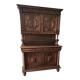 Magnificent buffet/cabinet in two parts, antique Henri II style, solid wood.