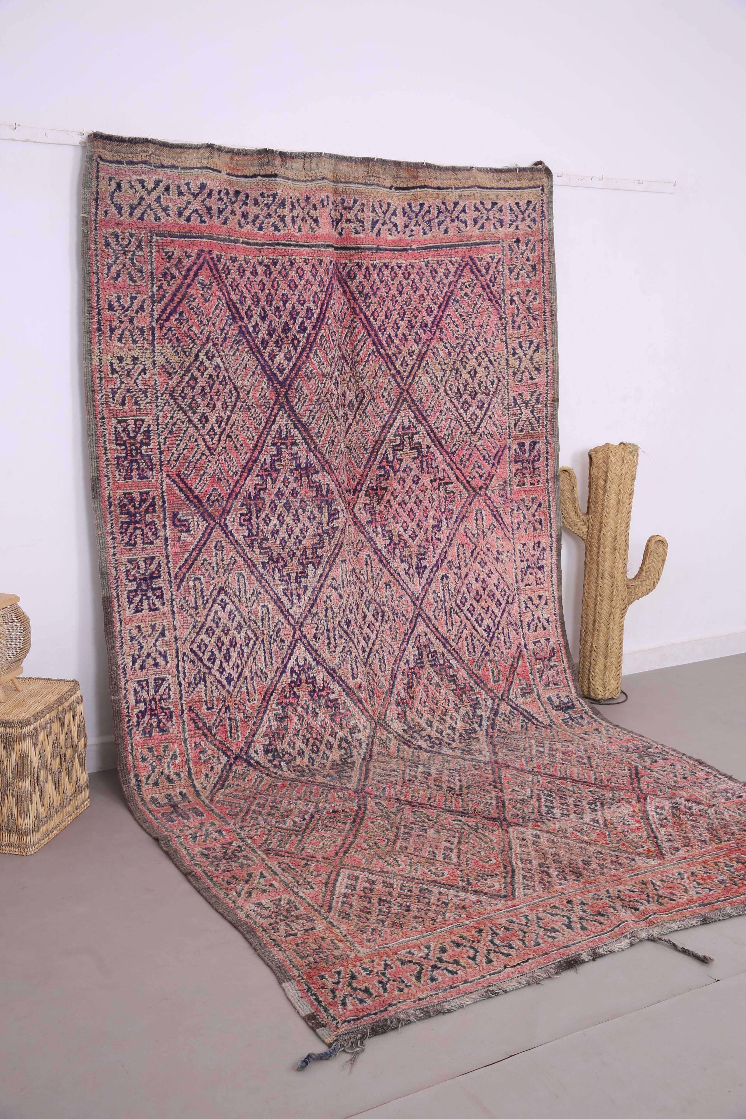 Pink Vintage Beni mguild Rug 185 x 348 cm - Berber Wool Rug - Moroccan Rug