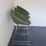 Artifort Tabouret chromé et tissu vert par Patrick Norguet