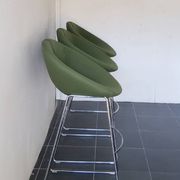 Artifort Chrome Stool and Green Fabric by Patrick Norguet