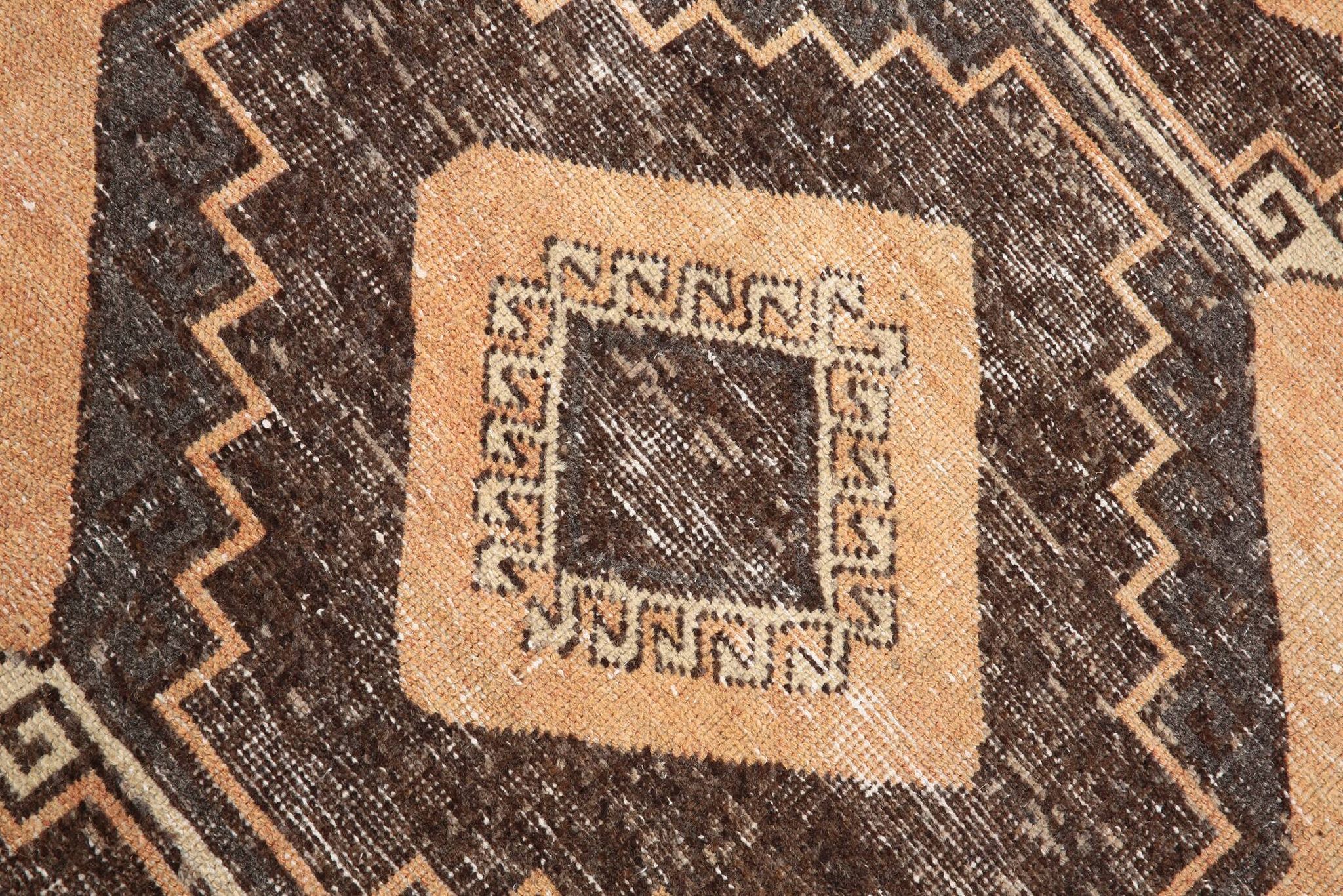 3x11 Rug For Hallway Brown Vintage Persian Runner Rug, 94x345Cm SK 5284