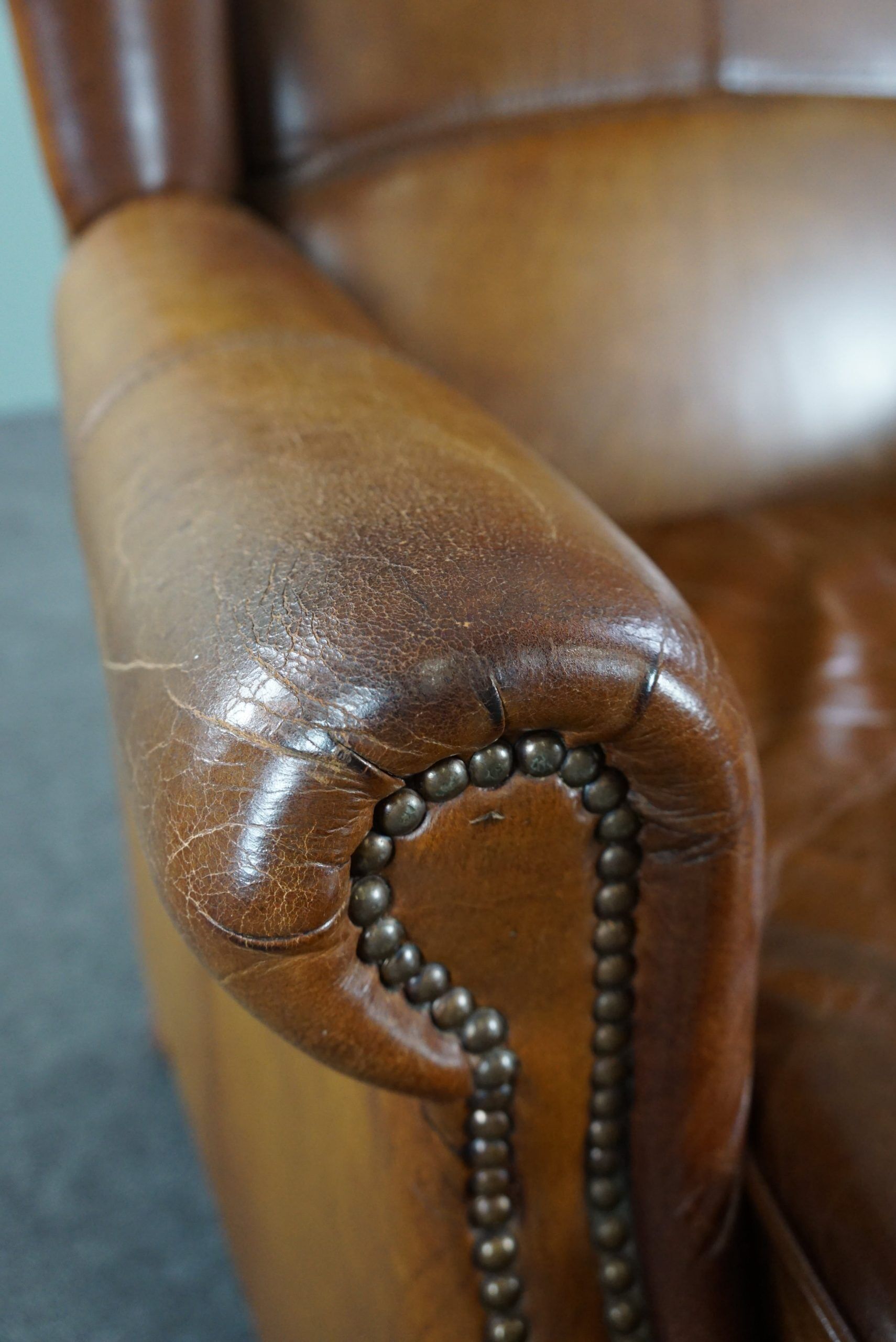 Cowhide leather armchair