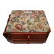 Wooden and fabric footrest with 2 drawers and book rack