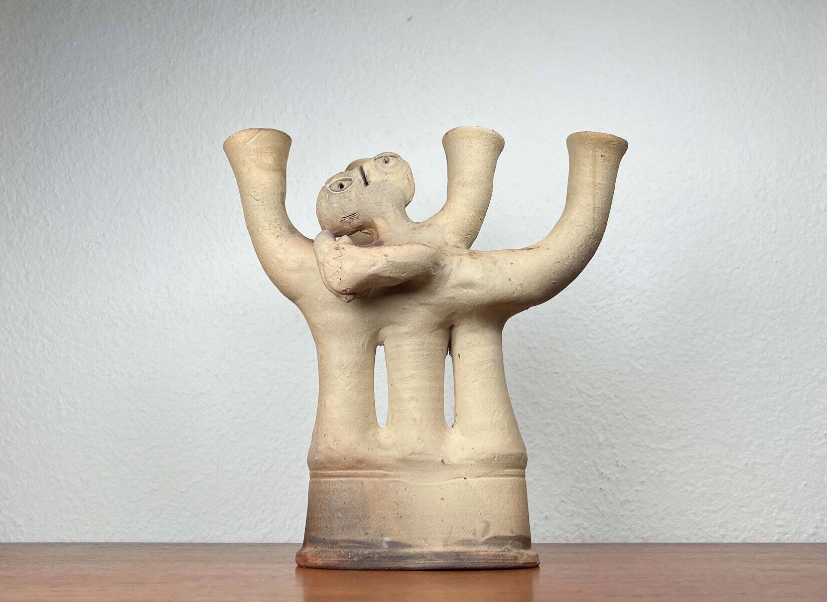 German Studio Pottery Sculptural Candleholder from Hans Fischer, 1980s