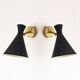 Set of three Italian wall lights in brass and lacquered iron, 1950s design