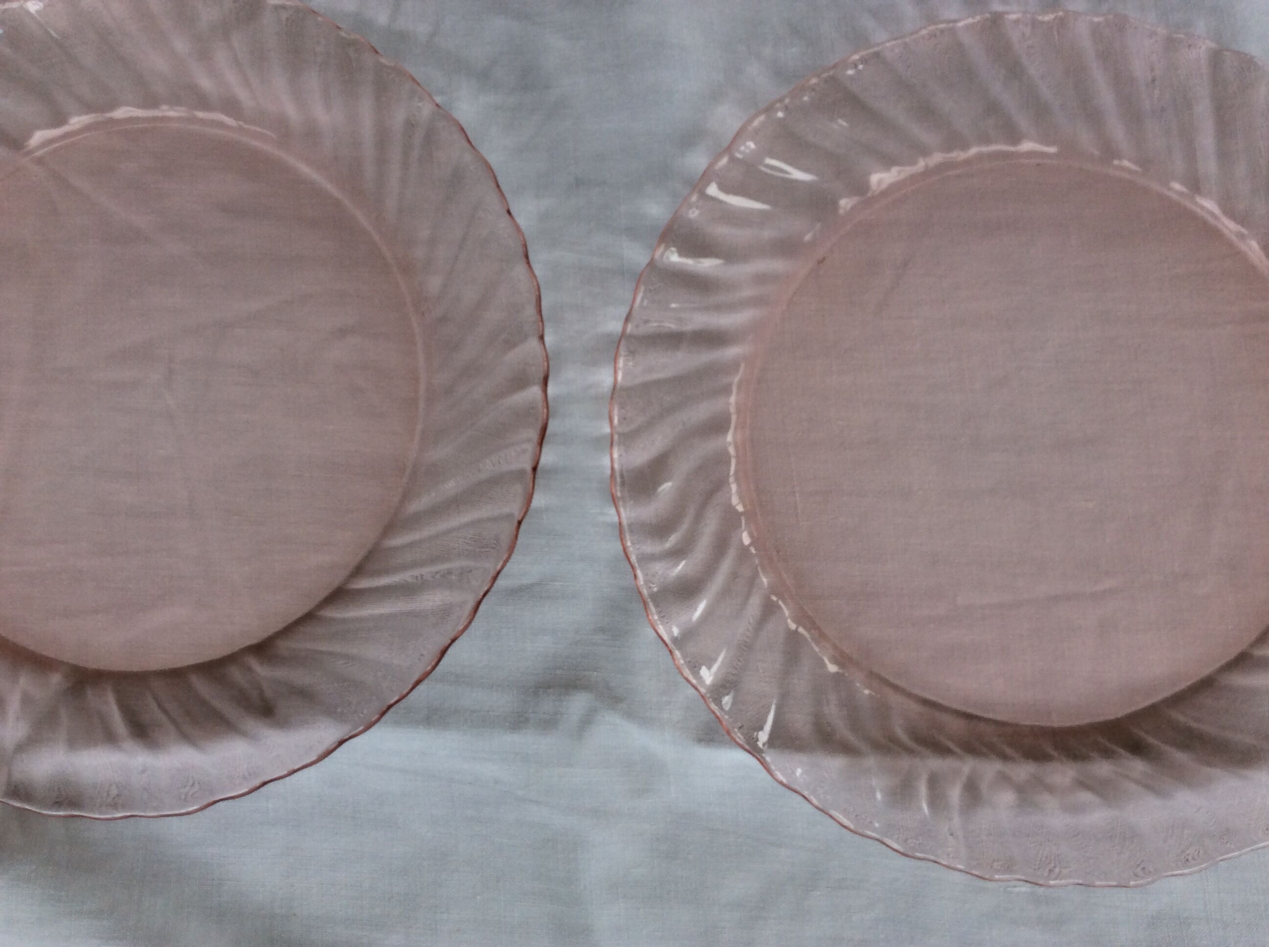 12 transparent pink vintage plates