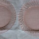 12 transparent pink vintage plates