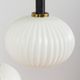 Ribbed glass and teak pendant lamp, 60s.