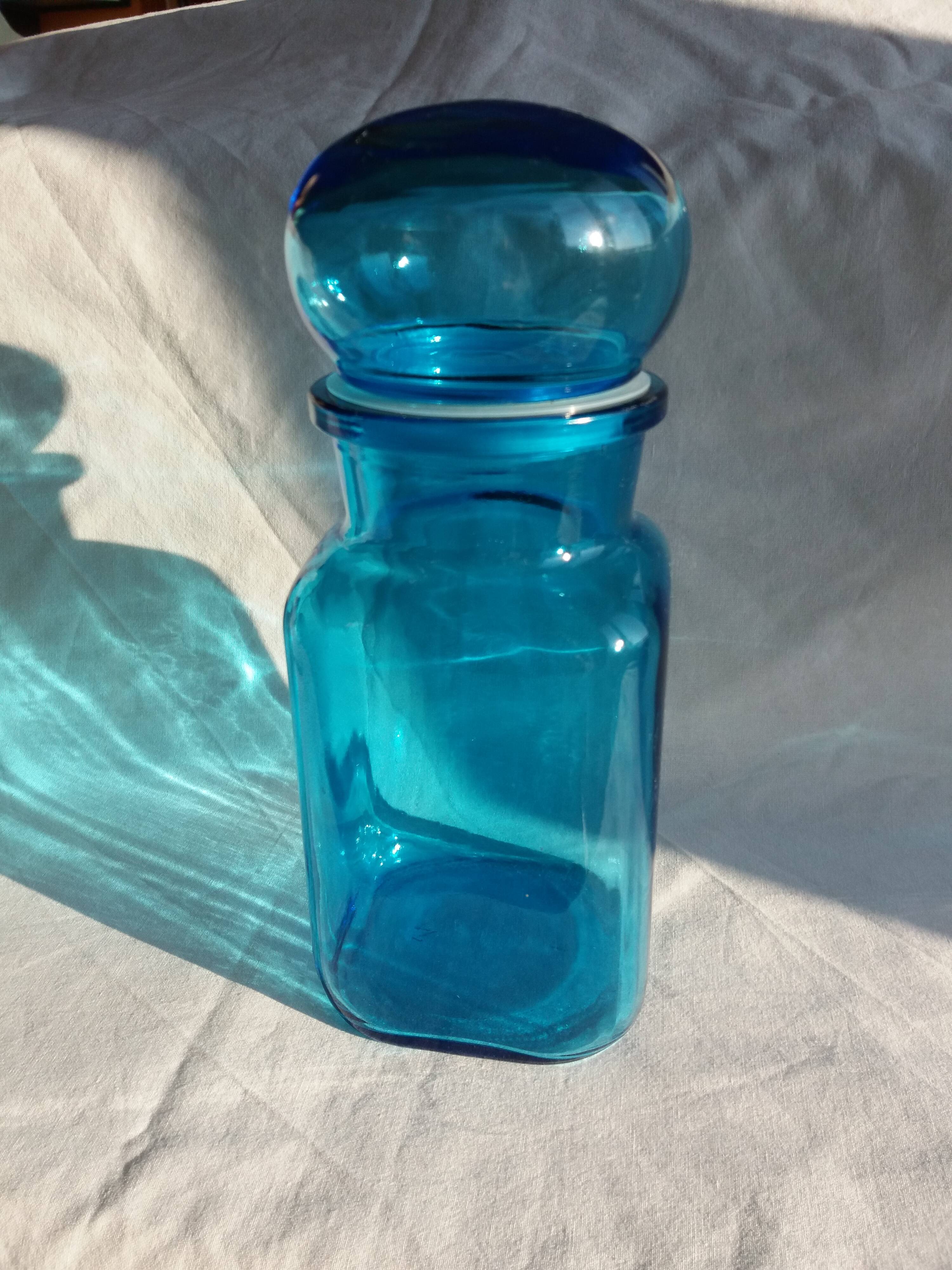 Apothecary bottle airtight blue glass jar