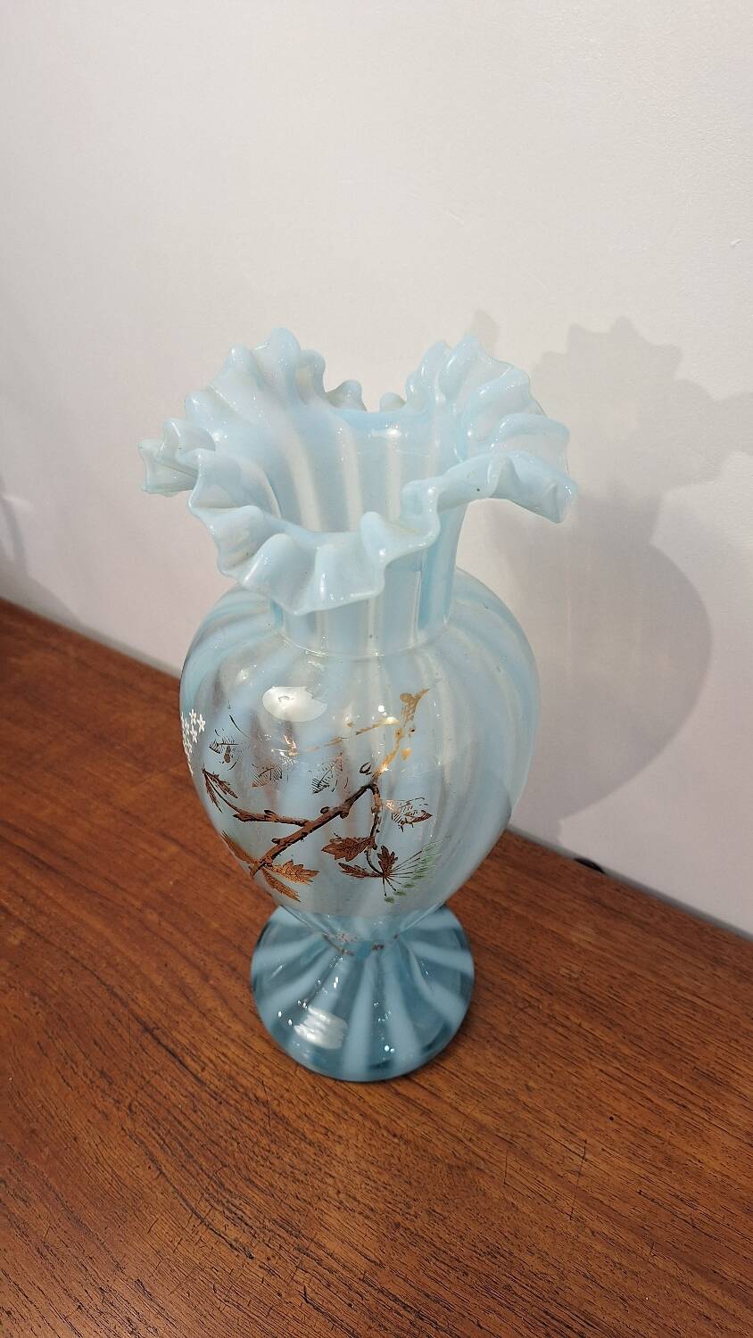 Vase made of bluish glass paste